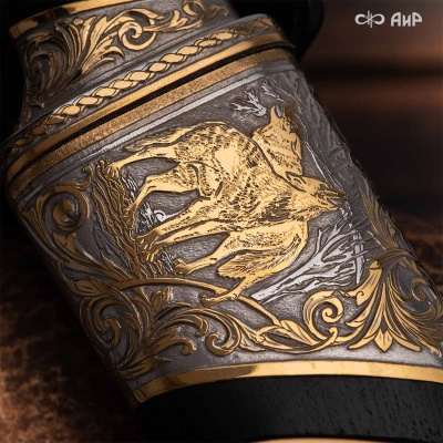 Нож Арсенальный люкс с сюжетом Лось в лесу, комбинированные ножны, Артикул: 39173 - Компания «АиР»