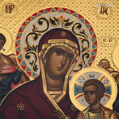 Икона Божией Матери Всецарица (Пантанасса) в окладе и киоте, Артикул: 39149 - Компания «АиР»