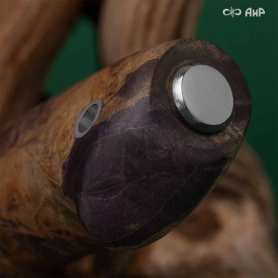 Финка Нью (наборная: стабилизированный граб, стабилизированный кап клена фиолетовый, фибра синяя, алюмин.втулка, авторские ножны, кастомная заточка) CPR, № 02 - Компания «АиР»