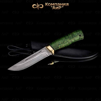 Бекас (стабилизированная карельская береза зеленая, гарда латунь) дамасская сталь ZDI-1016 - Компания «АиР»