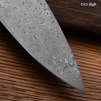 Набор Поварской-3 (композит с латунью и бронзой волны, мокуме гане, авторский кожаный кейс) дамасская сталь ZDI-1016 - Компания «АиР»