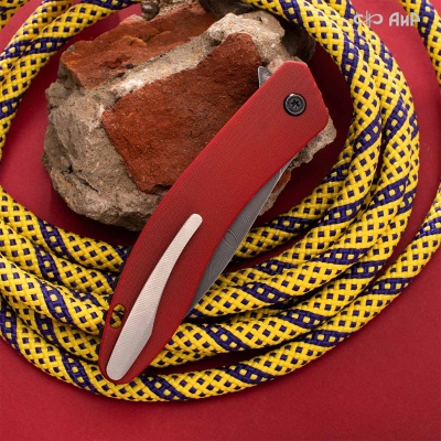 Хантер (G10 красный, кастомная заточка) дамасская сталь ZD-0803, узор твист - Компания «АиР»