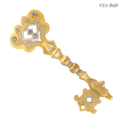 Ключ сувенирный с голубыми фианитами, Артикул: 17026 - Компания «АиР»