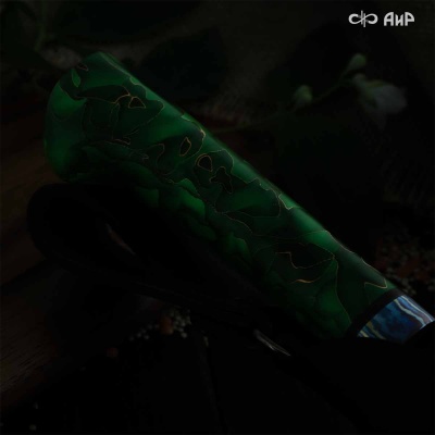 Пчак (композит светящийся и изменяющий цвет, узор волны, ZlaTi, кастомная заточка) дамасская сталь ZDI-1016, узор пирамида NEW - Компания «АиР»