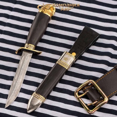 Нож Штрафбат с золотом, литье Сова, ZDI-1016, комбинированные ножны Артикул: 35932 - Компания «АиР»