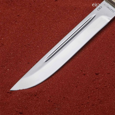 Нож Финка-2 Вача с сюжетом Серп и молот, сталь 40Х10С2М, кожаные ножны, Артикул: 38132 - Компания «АиР»