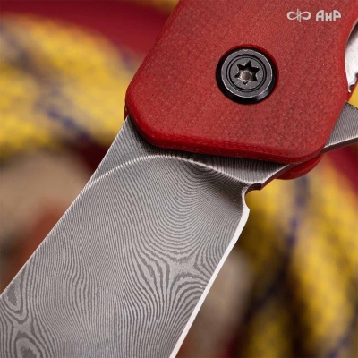 Хантер (G10 красный, кастомная заточка) дамасская сталь ZD-0803, узор твист - Компания «АиР»