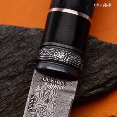 Нож Финка-5, стабилизированная карельская береза фиолетовая, стабилизированный граб, авторские ножны, Артикул: 38883 - Компания «АиР»