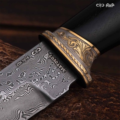 Нож Арсенальный люкс с сюжетом Лось в лесу, комбинированные ножны, Артикул: 39173 - Компания «АиР»