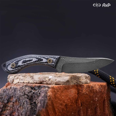 Шейный (карбон зебра белый, мозаичные пины) дамасская сталь ZDI-1016 - Компания «АиР»