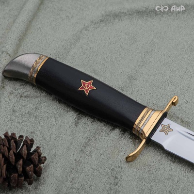  Нож Финка-2 Вача с сюжетом Герб СССР, комбинированные ножны, Артикул: 38118 - Компания «АиР»