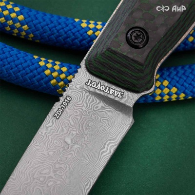 Стриж-Т (карбон зебра зеленый) дамасская сталь ZDI-1016 - Компания «АиР»