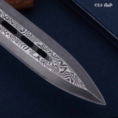  Нож Сигара (ореховый кап, золото, черный никель), дамасская сталь ZDI-1016 - Компания «АиР»