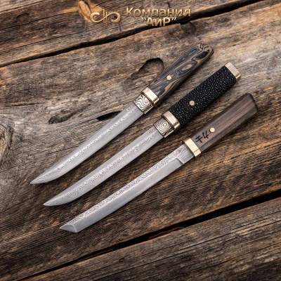 Нож Айкути, дамасская сталь ZDI-1016, макасар, фути мокуме гане - Компания «АиР»