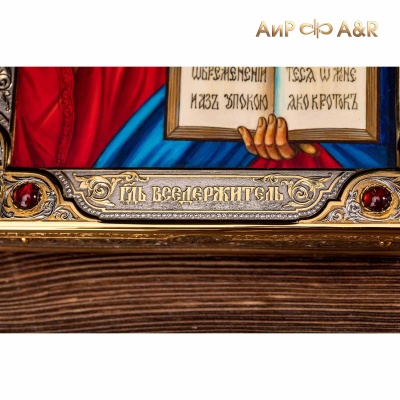 Икона в окладе Господь Вседержитель, с кабошонами бирюзы и граната, Артикул: 36915 - Компания «АиР»