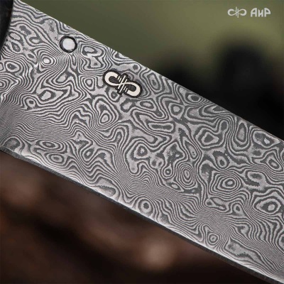 Складной (стабилизированная карельская береза лазурная) дамасская сталь ZD-0803 - Компания «АиР»