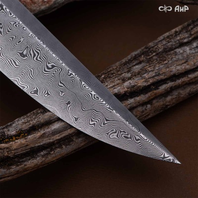 Финка Сканди Мини (стабилизированный кап тополя желтый, мокуме гане) дамасская сталь ZDI-1016 - Компания «АиР»