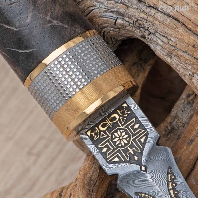  Нож Сигара COHIBA , стабилизированный ореховый кап, дамасская сталь ZDI-1016, Артикул: AF0000020953 - Компания «АиР»