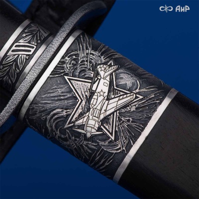 Нож Финка-2 Авиатор с серебром, дамасская сталь ZDI-1016, комбинированные ножны, Артикул: 39251 - Компания «АиР»