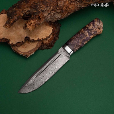 Селигер (стабилизированный кап клена фиолетовый) дамасская сталь ZDI-1016 - Компания «АиР»