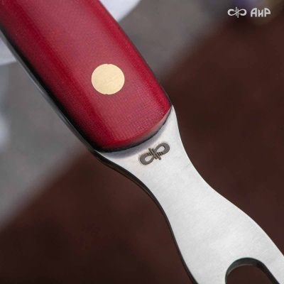 Набор Стейковый ЦМ (нож и вилка, микарта вишневая с черной подложкой) - Компания «АиР»