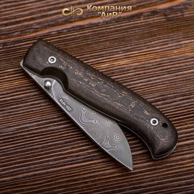 Складной (карбон мраморный с медью) дамасская сталь ZDI-1016, узор пирамида - Компания «АиР»