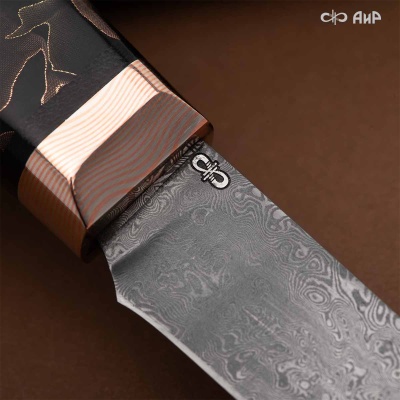 Набор Поварской-3 (композит с латунью и бронзой волны, мокуме гане) дамасская сталь ZDI-1016 - Компания «АиР»